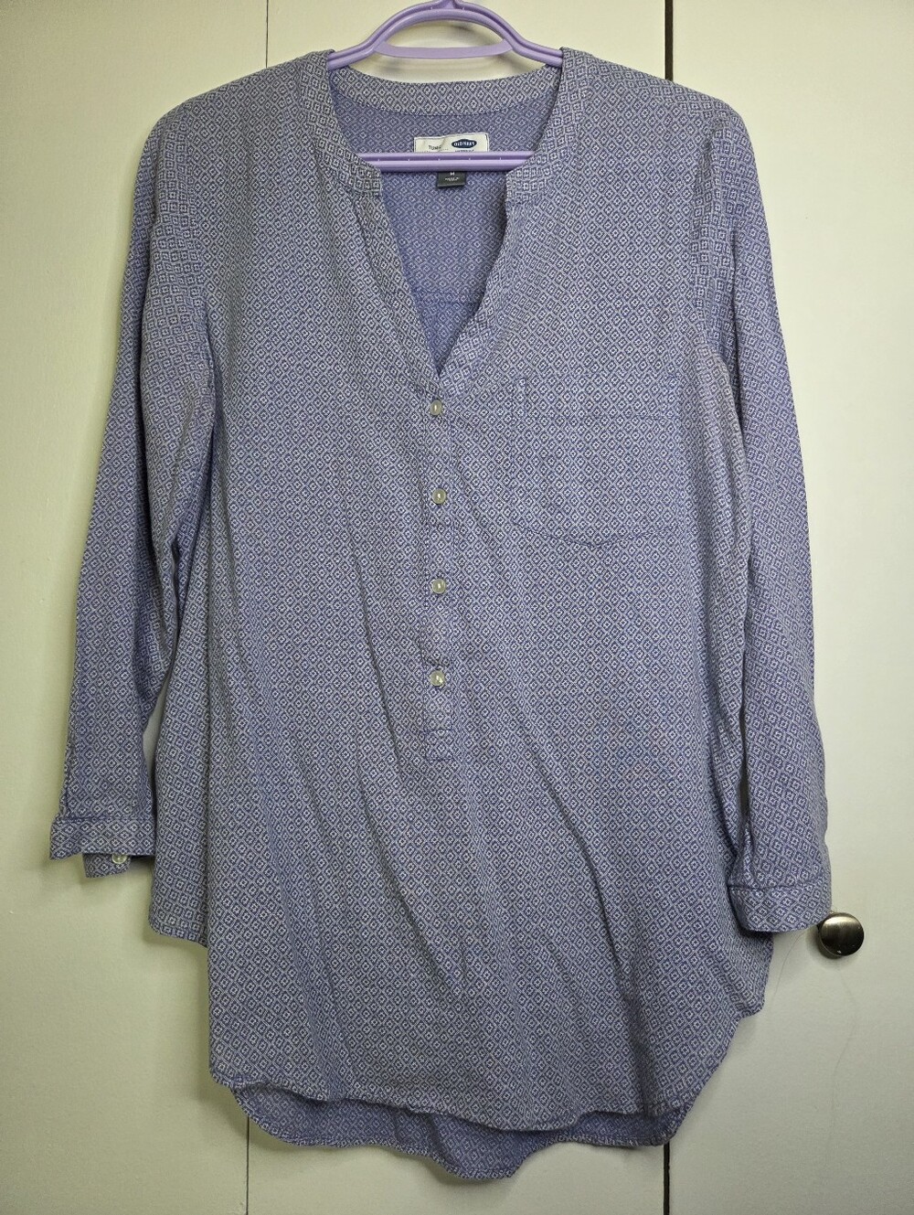 Old Navy Women's M Soft Cotton Lavender Long Sleeve Tunic Top